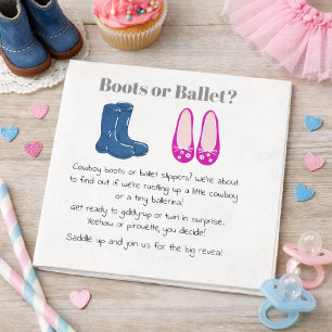 Boy or Girl Cowboy Boots Balet Gender Reveal Napkins