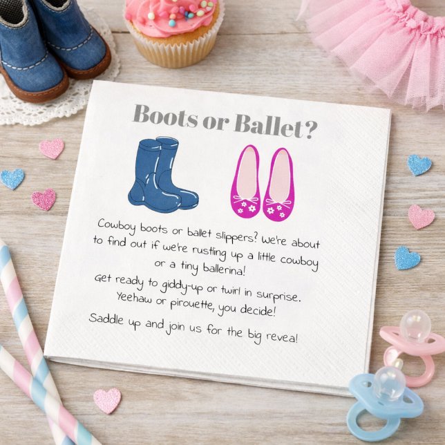 Boy or Girl Cowboy Boots Balet Gender Reveal Napkins (Creator Uploaded)