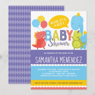 Boy or Girl Dinosaur Baby Shower Invitation