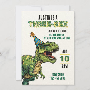 Boy or Girl Dinosaur Theme Birthday Party Invitation
