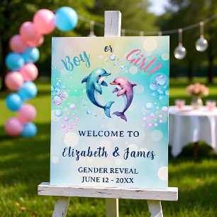 Boy or Girl Dolphin Big Reveal Welcome Foam Board