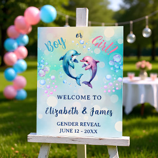 Boy or Girl Dolphin Big Reveal Welcome Foam Board