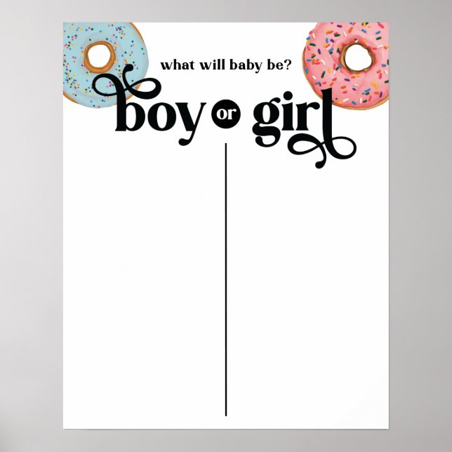 Boy or Girl Donut Gender Reveal Baby Voting Poster (Front)