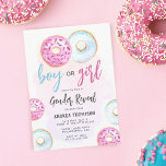 Boy or Girl Donut Gender Reveal Invitation<br><div class="desc">Is it a boy or a girl? Invite your family and loved ones to the cutest gender reveal party with this pink and blue donut themed invitation. Edit the names and event details.</div>