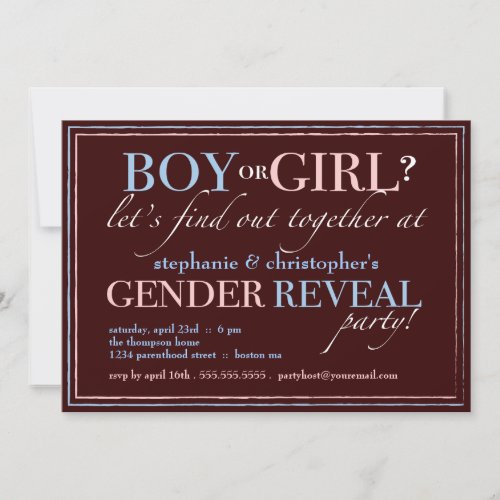 Boy or Girl Elegant Baby Gender Reveal Party Announcement