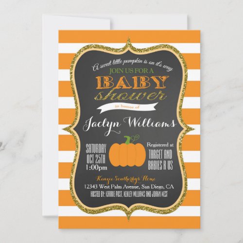 Boy or Girl Fall Pumpkin Baby Shower Invitation
