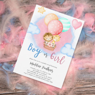 Boy or Girl Gender Reveal Baby Animal Invitation