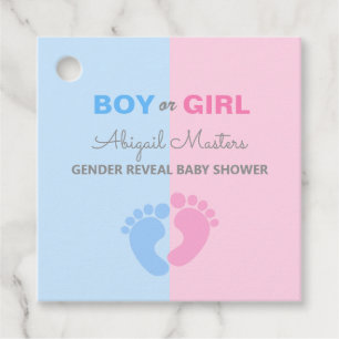 Boy or Girl Gender Reveal Baby Shower Baby Feet Fa Favor Tags