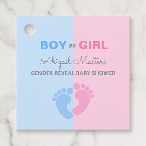 Boy or Girl Gender Reveal Baby Shower Baby Feet Fa Favor Tags