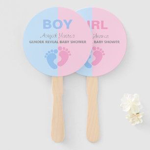 Boy or Girl Gender Reveal Baby Shower Baby Feet Ha Hand Fan
