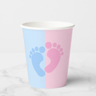 Boy or Girl Gender Reveal Baby Shower Baby Feet Pa Paper Cups
