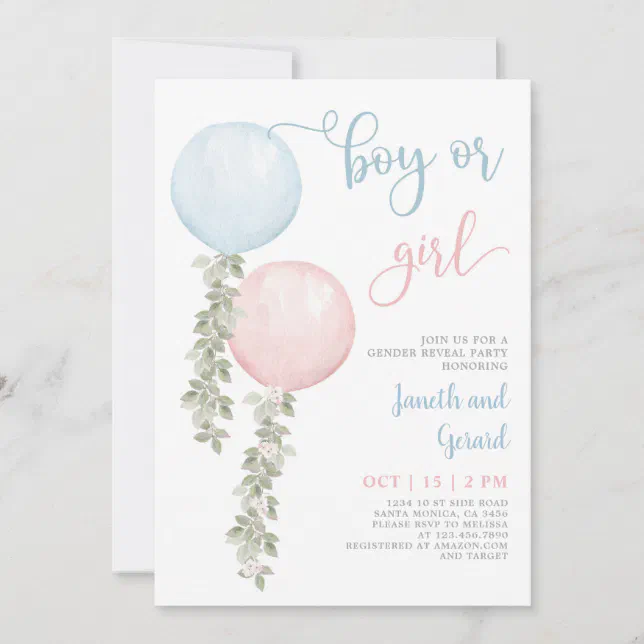 Boy or Girl Gender Reveal Baby Shower Invitation | Zazzle