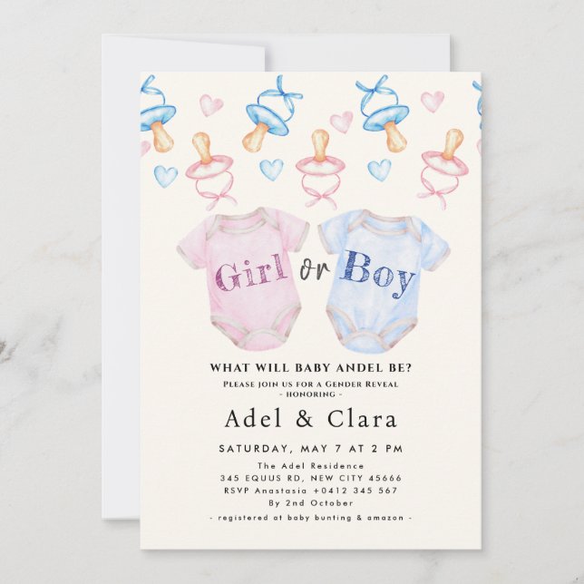 Boy or Girl | Gender Reveal Baby Shower Invitation (Front)