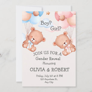 Boy or girl. Gender reveal/baby shower Invitation