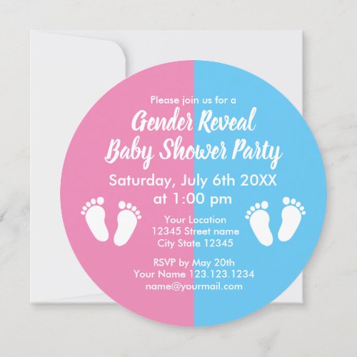 Boy or girl gender reveal baby shower party custom invitation