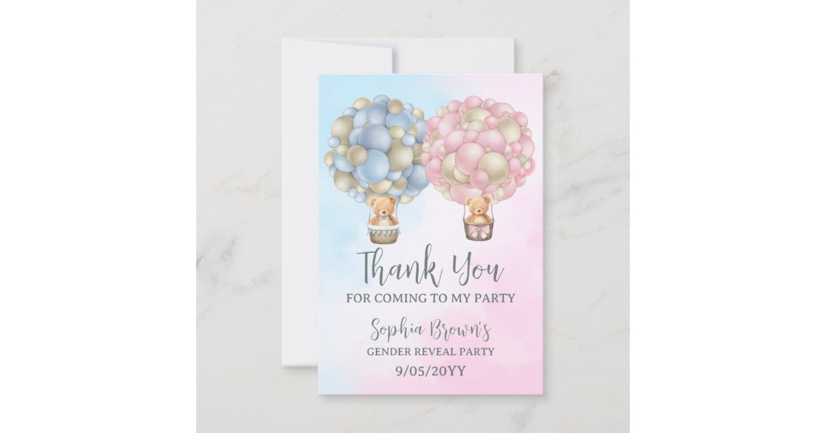 Boy or Girl Gender Reveal Baby Shower Party Thank You Card | Zazzle