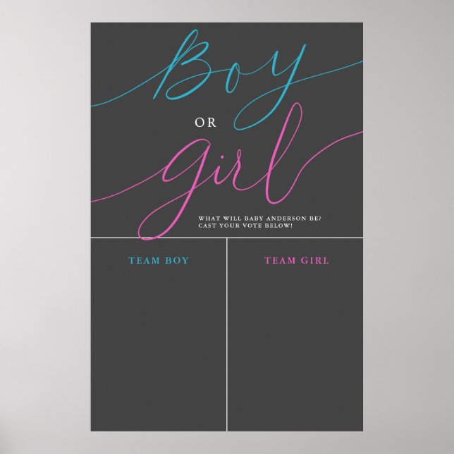 Boy or Girl Gender Reveal Gray Prediction Sign (Front)