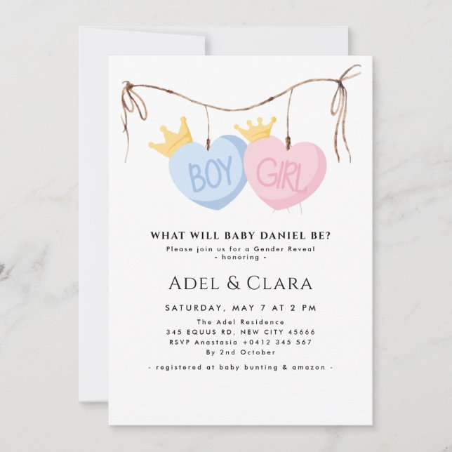 Boy or Girl Gender Reveal Invitation (Front)