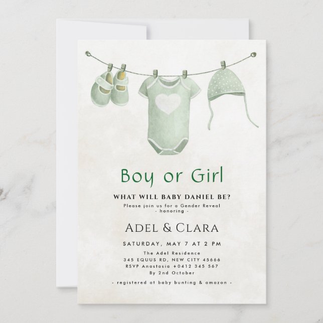 Boy or Girl Gender Reveal Invitation (Front)