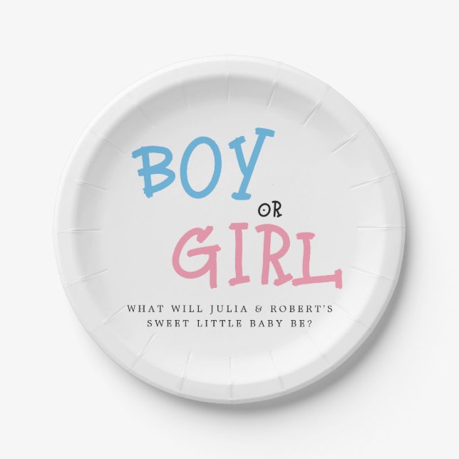 Boy or Girl Gender Reveal  Paper Plates (Front)