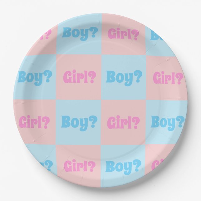 Boy or Girl Gender Reveal Paper Plates (Front)
