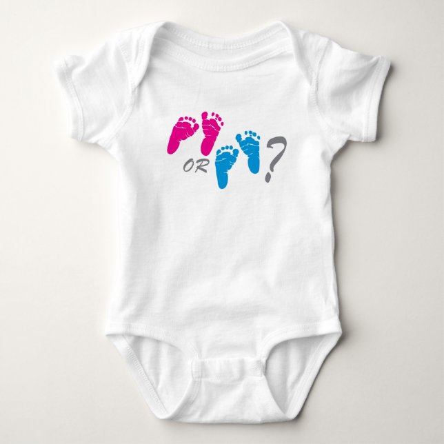 boy or girl? gender reveal party baby bodysuit (Front)