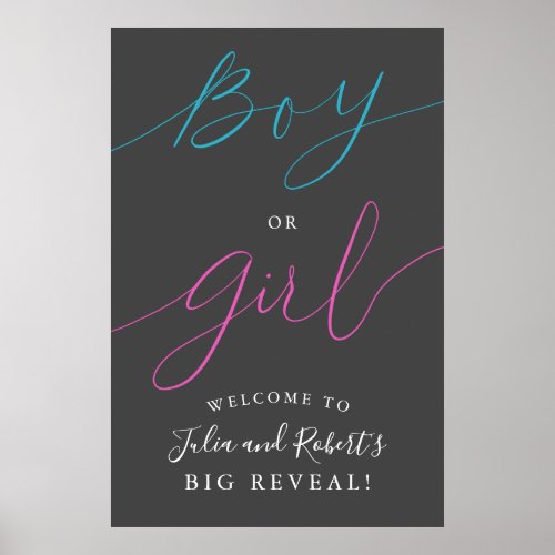 Boy Or Girl Gender Reveal Party Gray Welcome Sign