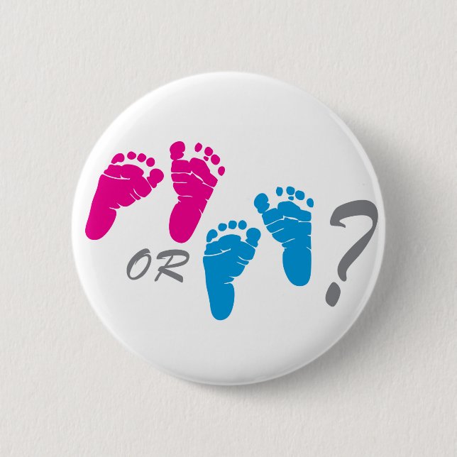 boy or girl? gender reveal party pinback button (Front)