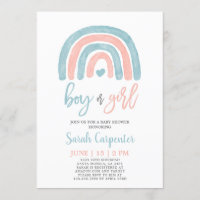 Boy or Girl Gender Reveal rainbow shower Invitation