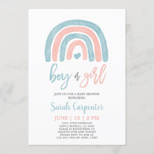 Boy or Girl Gender Reveal rainbow shower Invitation