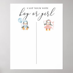 Boy or Girl. Gender reveal. Team voting board Poster | Zazzle