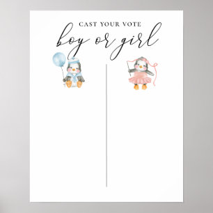 Boy or Girl. Gender reveal. Team voting board Poster