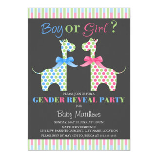 Boy or Girl Giraffe Gender Reveal Party Card