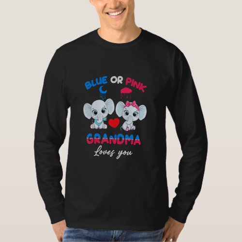 Boy Or Girl Grandma Loves You Elephant Baby Gender T_Shirt