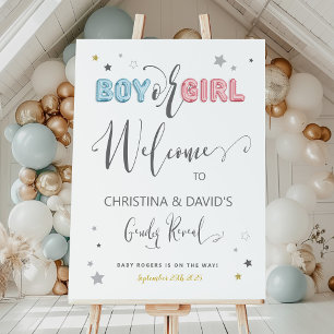 Boy or Girl Gray Gold Welcome to Gender Reveal Foam Board