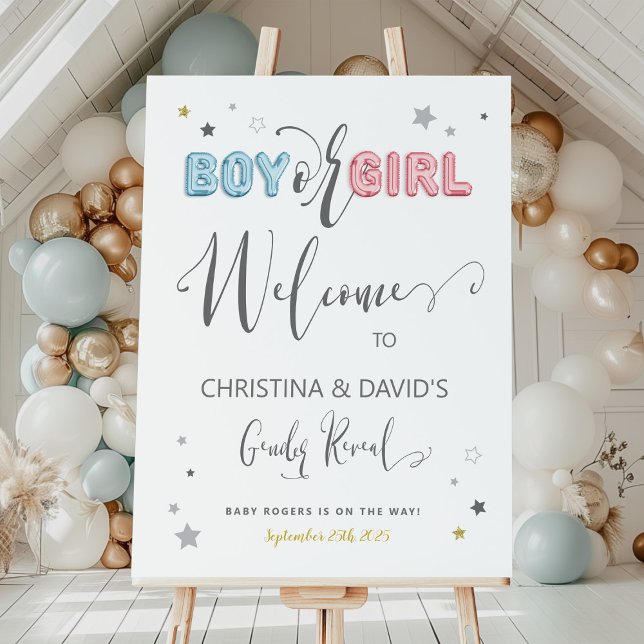  Boy or Girl Gray Gold Welcome to Gender Reveal Foam Board (Creator Uploaded)