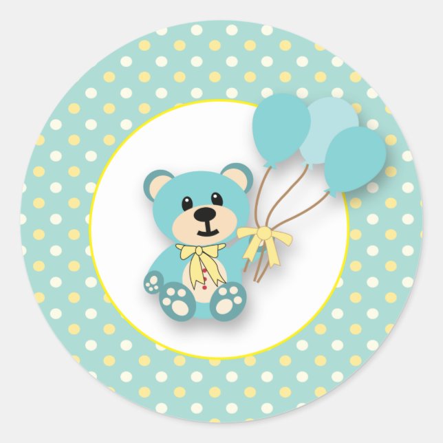 Boy or Girl Green Polkadot Bear Stickers (Front)