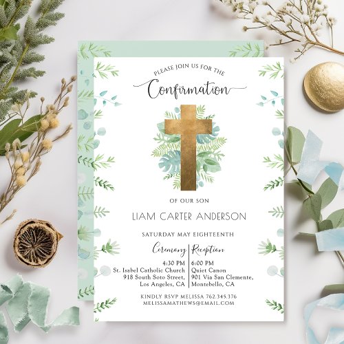 Boy or Girl Greenery Confirmation Invitation