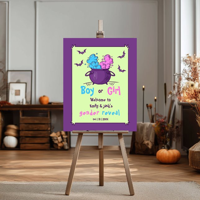 Boy or Girl Halloween Gender Reveal Welcome Foam Board (Creator Uploaded)
