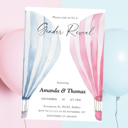 Boy or girl _ Hot air balloons _ gender reveal Invitation