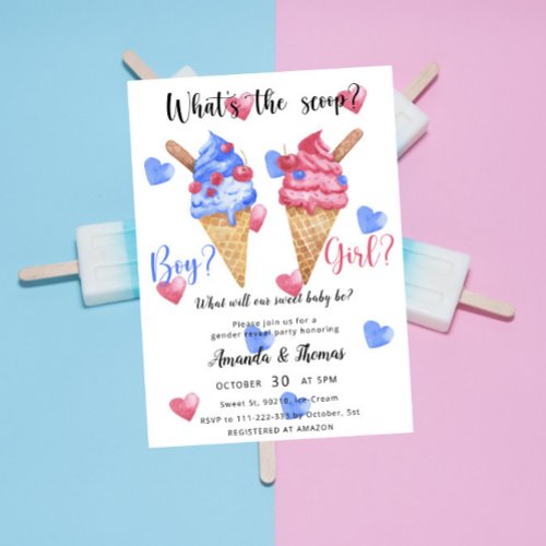 Boy or girl _ Ice Cream _ gender reveal party Invitation