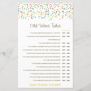 Boy or Girl Old Wives Tale Baby Shower with Answer