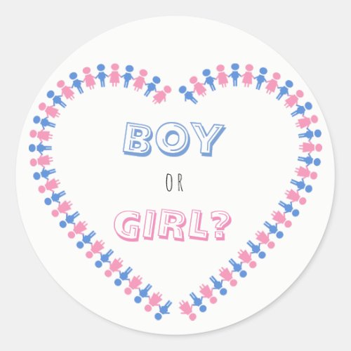 Boy or Girl Pink and Blue Baby Gender Reveal Classic Round Sticker