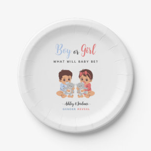 Boy or Girl Pink and Blue Baby Gender Reveal Paper Plates