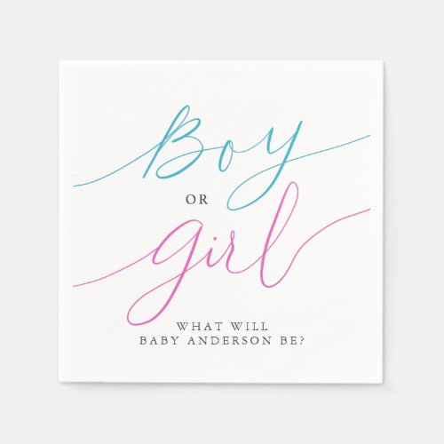 Boy Or Girl Pink and Blue Gender Reveal Party Napkins