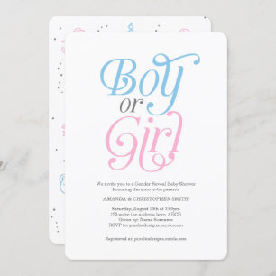 Boy or Girl, Pink and Blue, Modern, Gender Reveal Invitation