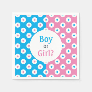 Boy or Girl? Pink & Blue Polka-Dot Gender Reveal Napkins