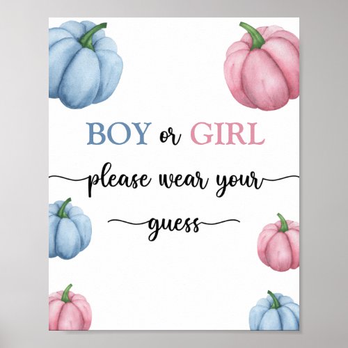 Boy or Girl please wear your guess Poster