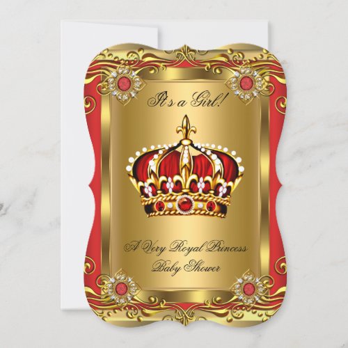 Boy or Girl Royal Baby Shower Regal Red Gold 2 Invitation