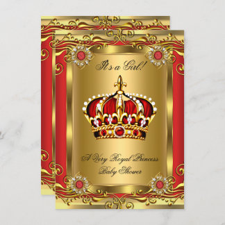 Boy or Girl Royal Baby Shower Regal Red Gold 2 Invitation